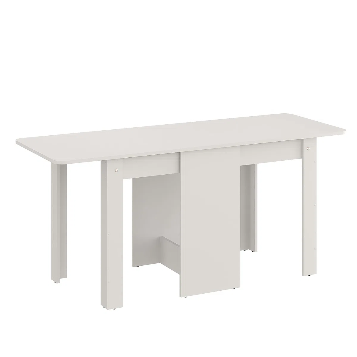 Komto Table a Manger Pliante Blanche - Table de Cuisine 2-4 Personnes, Pliable, Rabattable Gain de Place pour Petit Espace | MOVA 163 x 60 x 72,6 cm