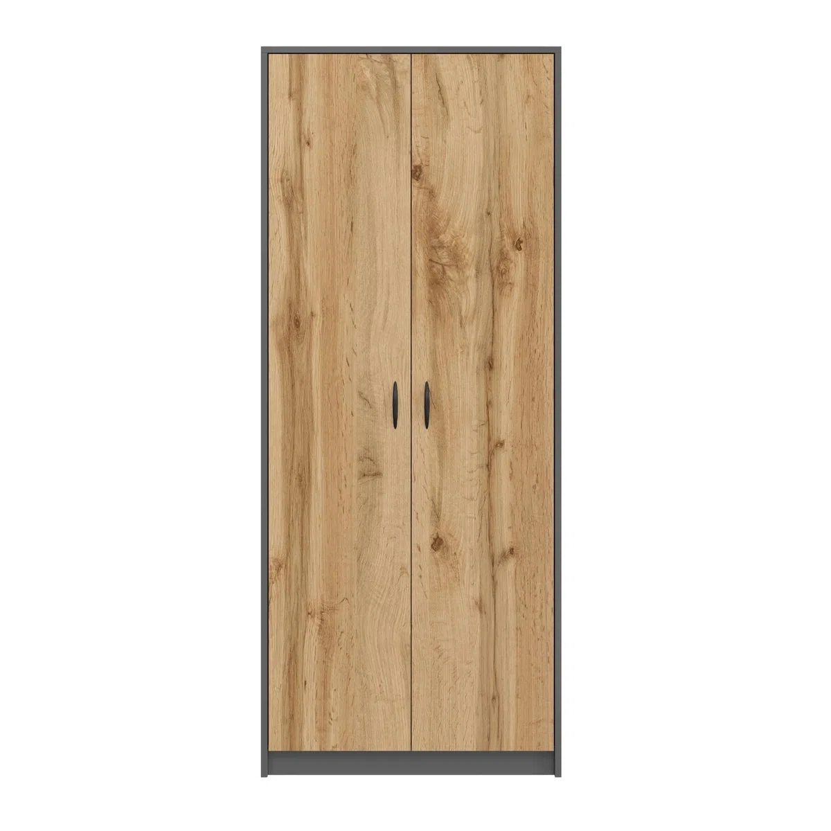 Home Collective Armoire Multi-usages Anthracite-chêne 74 cm L x 180 cm H avec 6 étagères et Compartiment supplémentaire, Rangement en Bois pour Chambre, Bureau ou Couloir