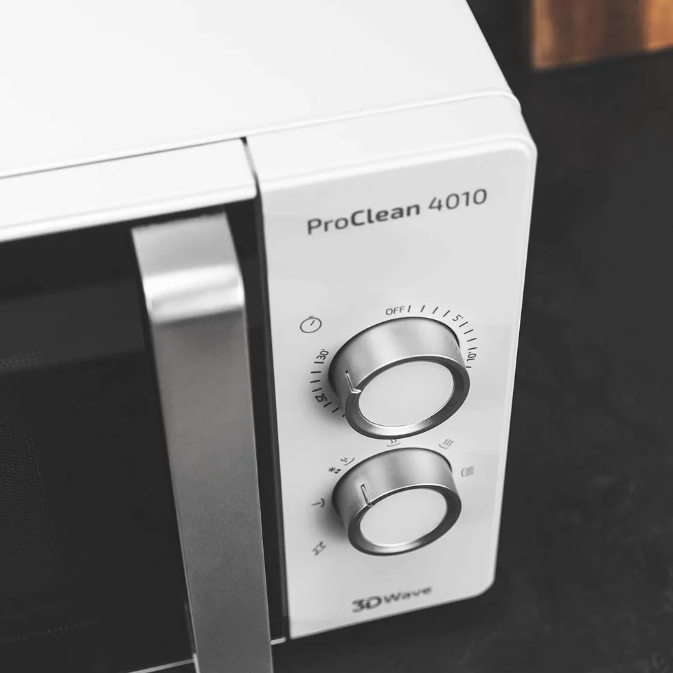 Cecotec Micro-ondes ProClean 4010. Capacité d’23 L, Revêtement Ready2Clean, 700 W de Puissance, 6 Niveaux de Fonctionnement, Minuterie 30 minutes, Mode Décongeler, Finition en Blanc. (Sans Grille)