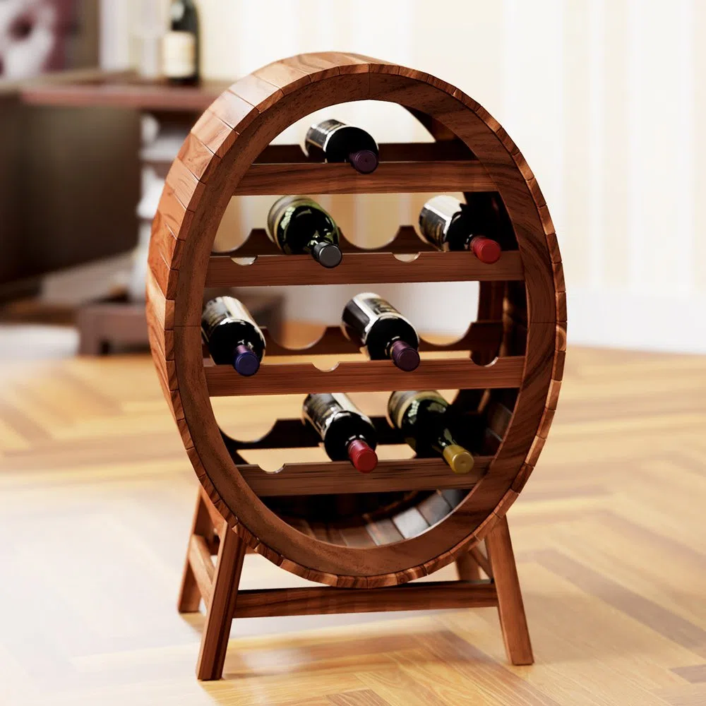 Casaria Étagère à vin 12 Bouteilles 90x50x30cm Range Bouteille 4 Niveaux Casier à vin en Bois tonneau déco