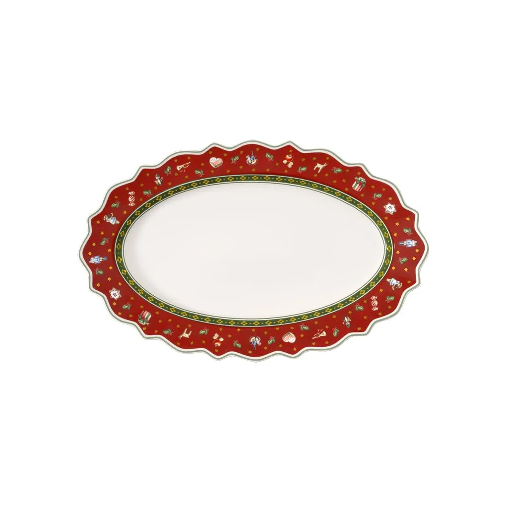 Villeroy & Boch Toy's Delight Plat de Service Ovale, Porcelaine Premium, Rouge