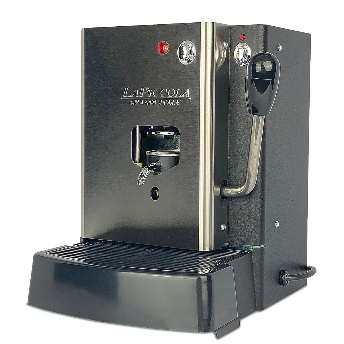 Lucaffé La Piccola Sara Classic, machine à café pour dosettes E.S.E. machine à café à dosettes, acier inoxydable 30,5x21x29 haute qualité, Made in Italy + 300 dosettes 44 mm