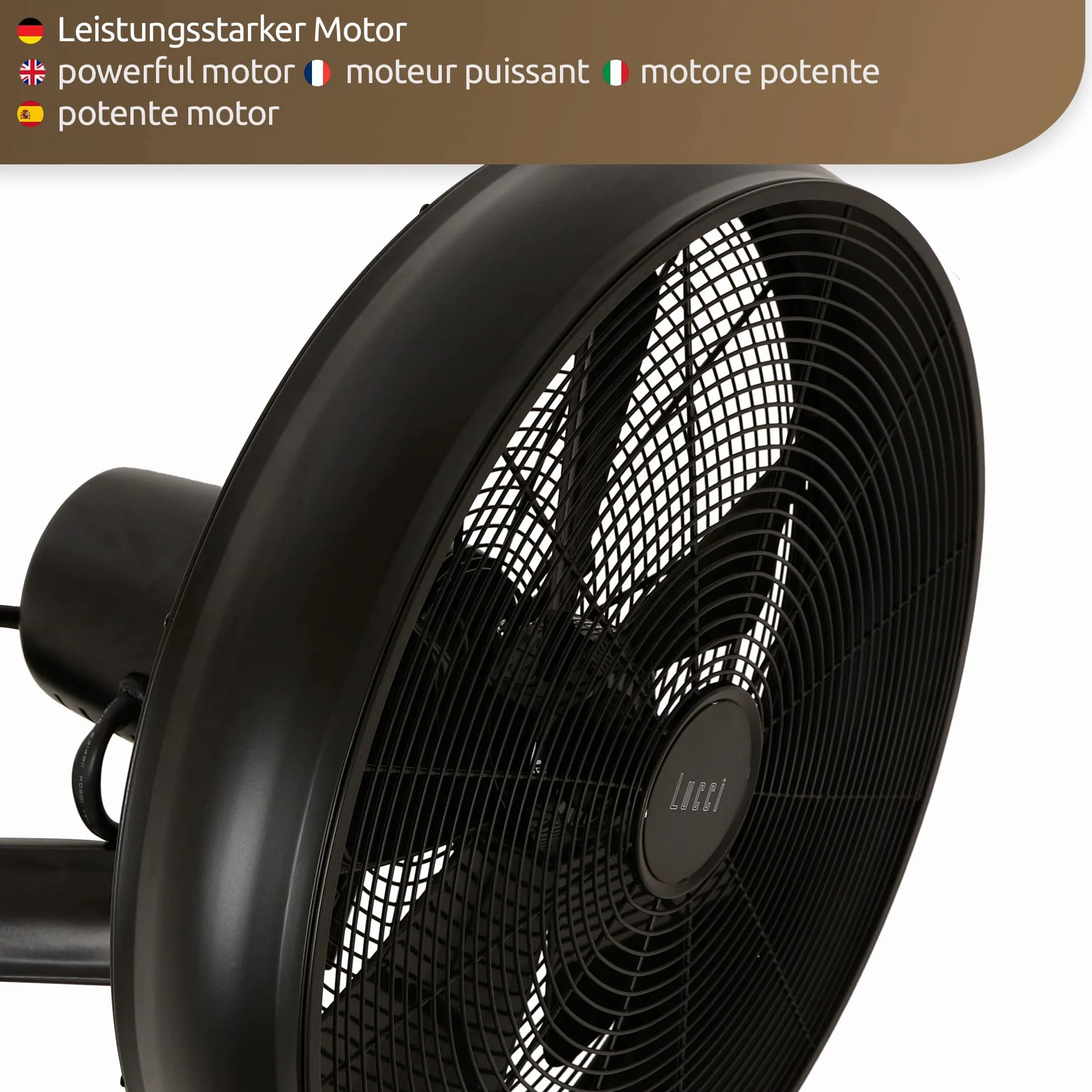 Lucci AIR BK Ventilateur mural (Ø) 410 mm Couleur du boîtier (détails): noir