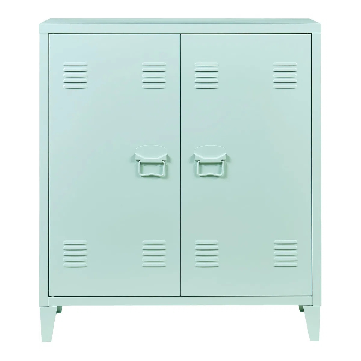 [en.casa] Casier de Bureau Métallique Armoire à 2 Portes Meuble de Rangement pour Bureau Atelier Chambre Acier Laminé à Froid 90 x 80 x 33 cm Vert Pastel Mat