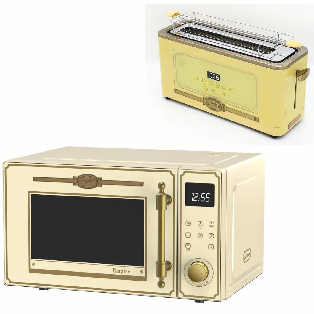 Kaiser Empire M 2530 ElfEm Four à micro-ondes 25 l avec grille à air chaud 25 fonctions + grille-pain rétro T 4000 ElfEm 6 niveaux de grillage, fonction décongélation, fonction réchauffement, grille