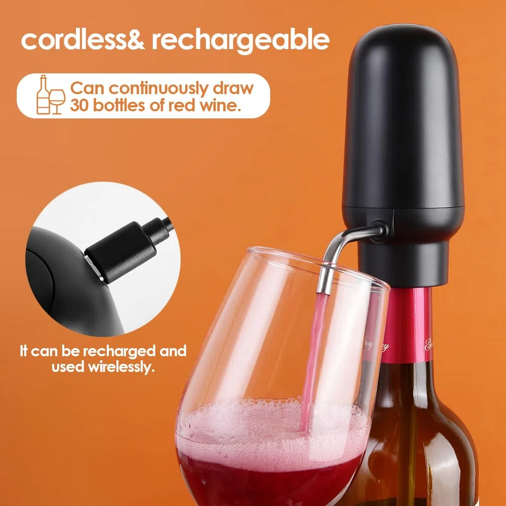 Décanter à Vin Électrique, Aérateur et Verseur de Vin Une touche, Automatique Pompe Aérateur Rechargeable rapide intelligent