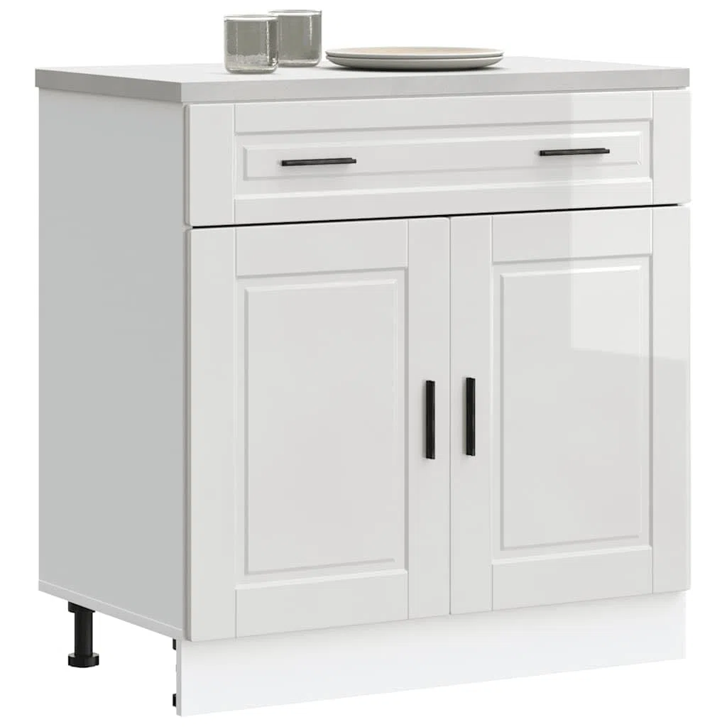 vidaXL Armoire de Cuisine Porto Blanc Brillant Bois ingénierie