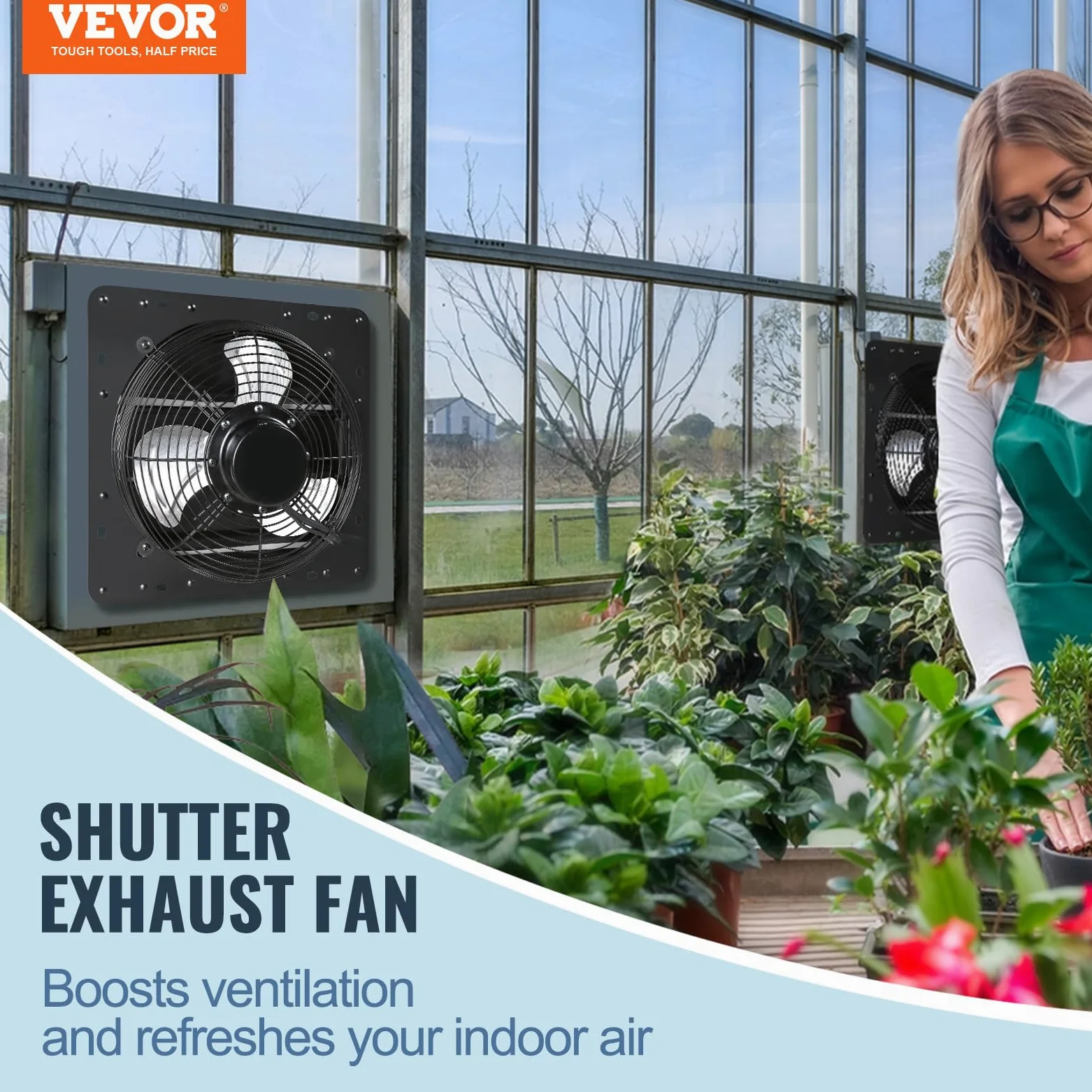 VEVOR Ventilateur d'extraction à volets, 35,6 cm avec contrôleur de température et d'humidité, extracteur d'air de grenier mural réglable à vitesse variable, 1700 m³/h, moteur EC, pour serre, garage