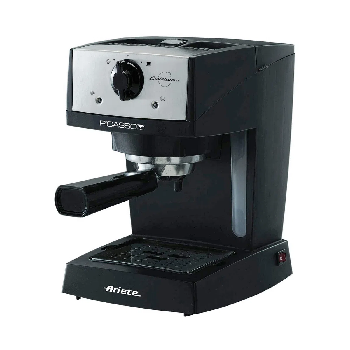 Machine à café Ariete 1366/5 Picasso Cialdissima, compatible avec le café moulu et les dosettes ESE. Réservoir amovible de 0,9 L. Noir