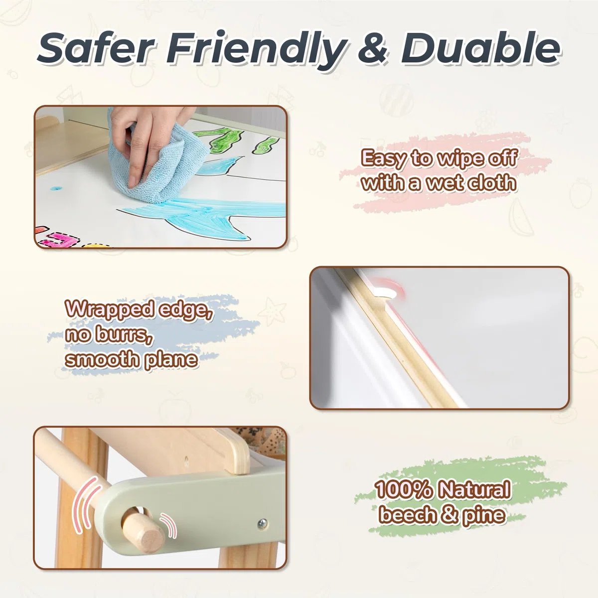 LOL-FUN Table Sensorielle pour Enfant avec 2 Petits Tabourets, Cadeau Table en Bois avec 2 Bacs de Rangement pour Garçons et Filles,Table D'activités pour Apprendre, Jouer et Dessin