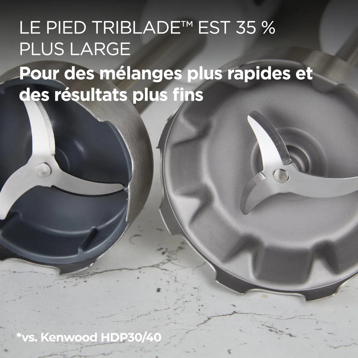 Kenwood HBM60.007GY, Mixeur Plongeant avec accessoires fouet en métal, bécher avec bec verseur, presse-purée métallique, 2 vitesses, 1000W, système Triblade, Tige XL, poignée SureGrip