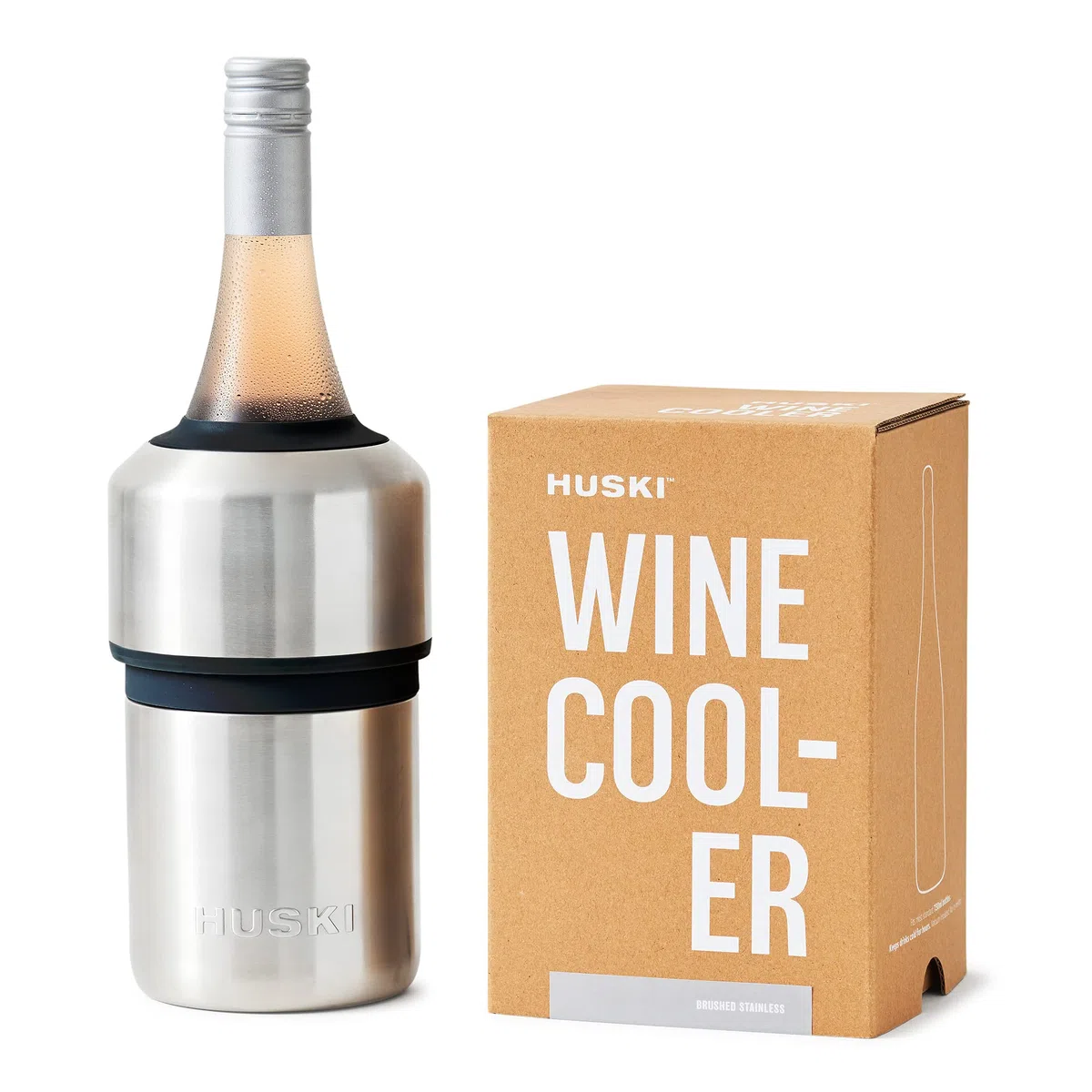 Refroidisseur à vin Huski | Design sans glace primé | Garde le vin froid jusqu'à 6 heures | Nouvel accessoire de vin | Convient à certaines bouteilles de champagne (Inoxydable)