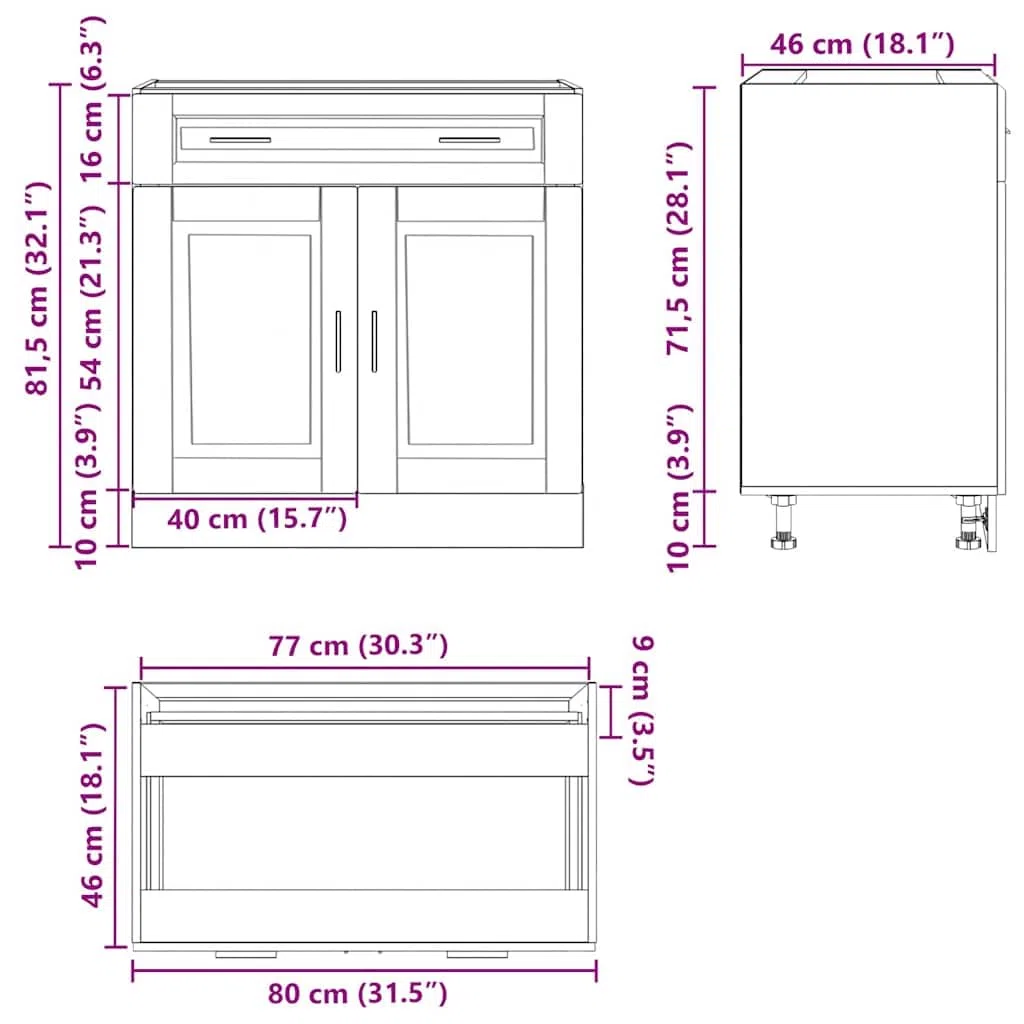 vidaXL Armoire de Cuisine Porto Sonoma Gris Bois d'ingénierie