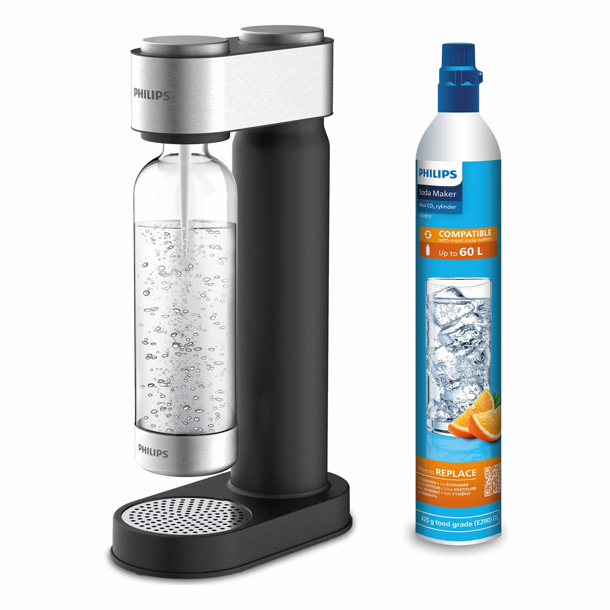 Philips GoZero ADD4902BK/10 Machine à Soda, Sans BPA, 1 l, noir