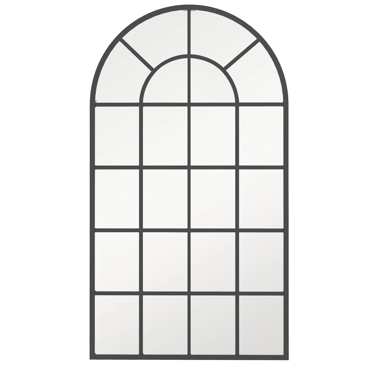 HOMCOM Miroir verrière Arche Style Industriel fenêtre Arcade métal Noir - 110 x 65 cm