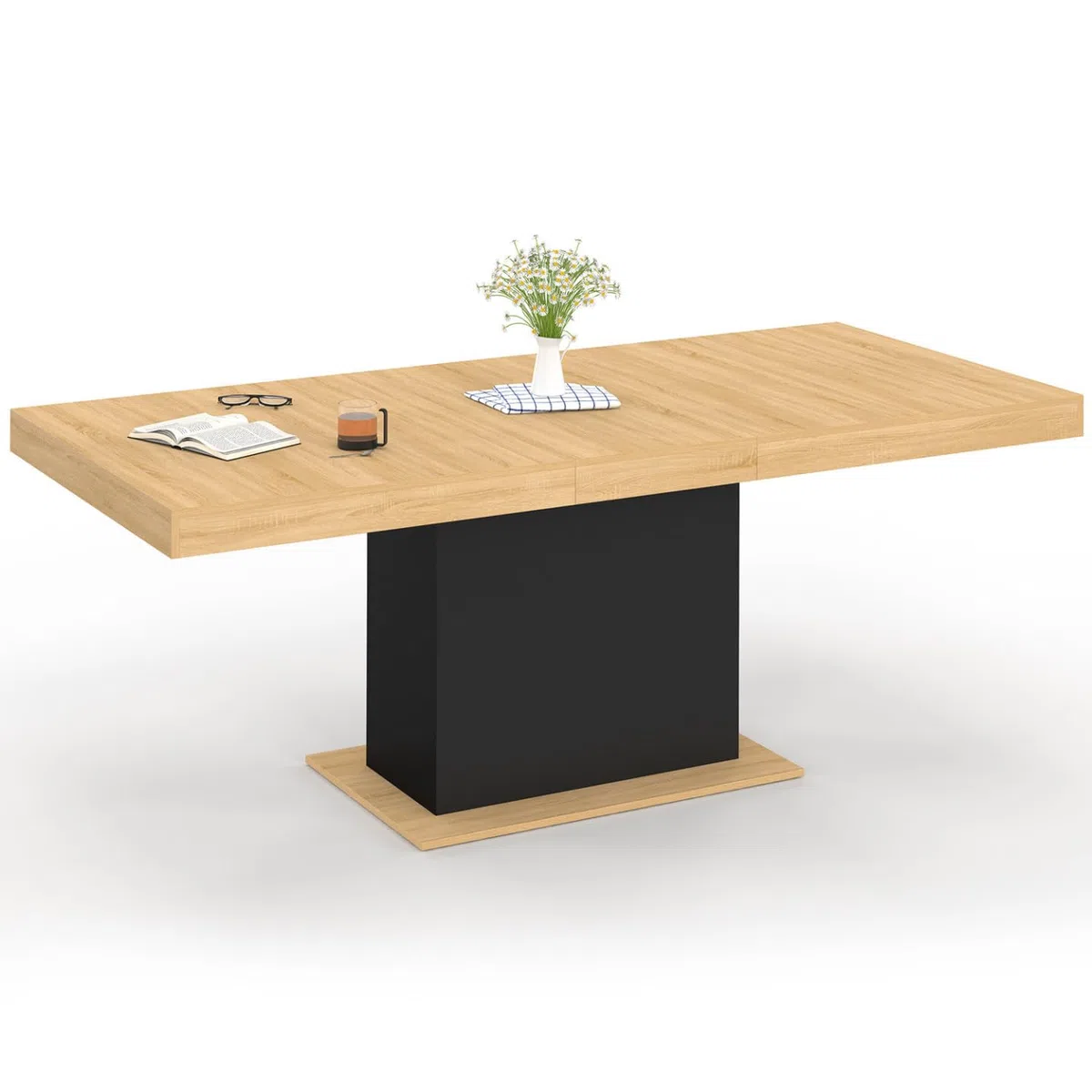 IDMarket - Table à Manger Extensible Rectangle Eden 6-10 Personnes Bois et Noir 160-200 cm