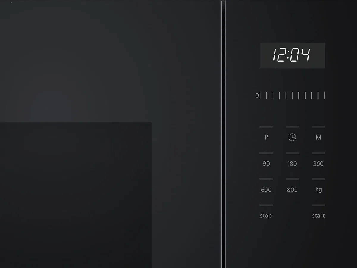 Siemens BF525LMB1 iQ500, Micro-ondes encastrable, 59 x 38 cm, 800W, 20L de capacité, en acier inoxydable, plateau tournant de 25,5 cm, commandes touchControl, aide au nettoyage hydrolytique