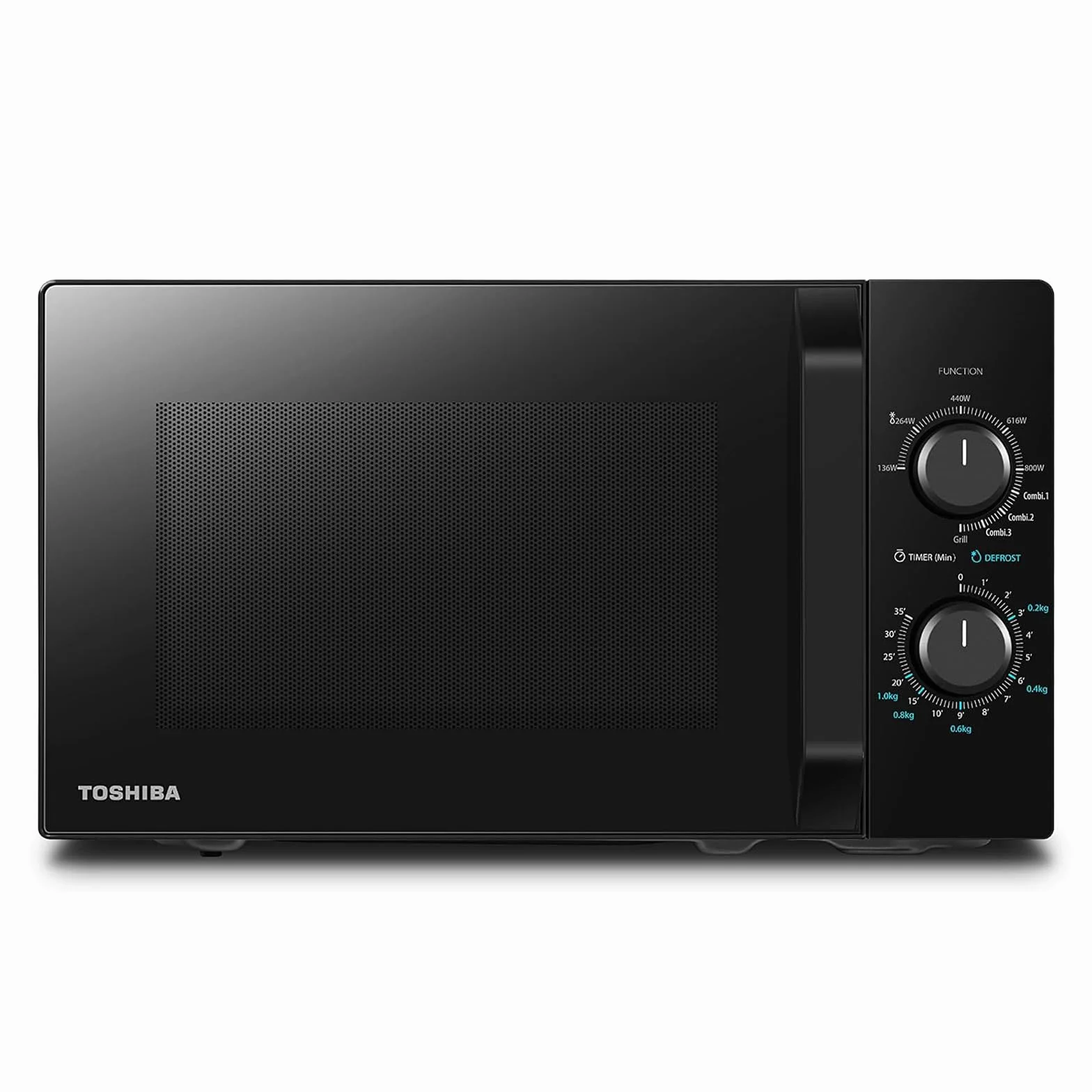 Toshiba Four à micro-ondes 20 L MW2-MG20P(BK), 700 W/1000W Grill, avec Grill Croustillant et Fonction de Cuisson Combinée, 9 Niveaux de Puissance, Ampoule LED, Dégivrage facile, Noir