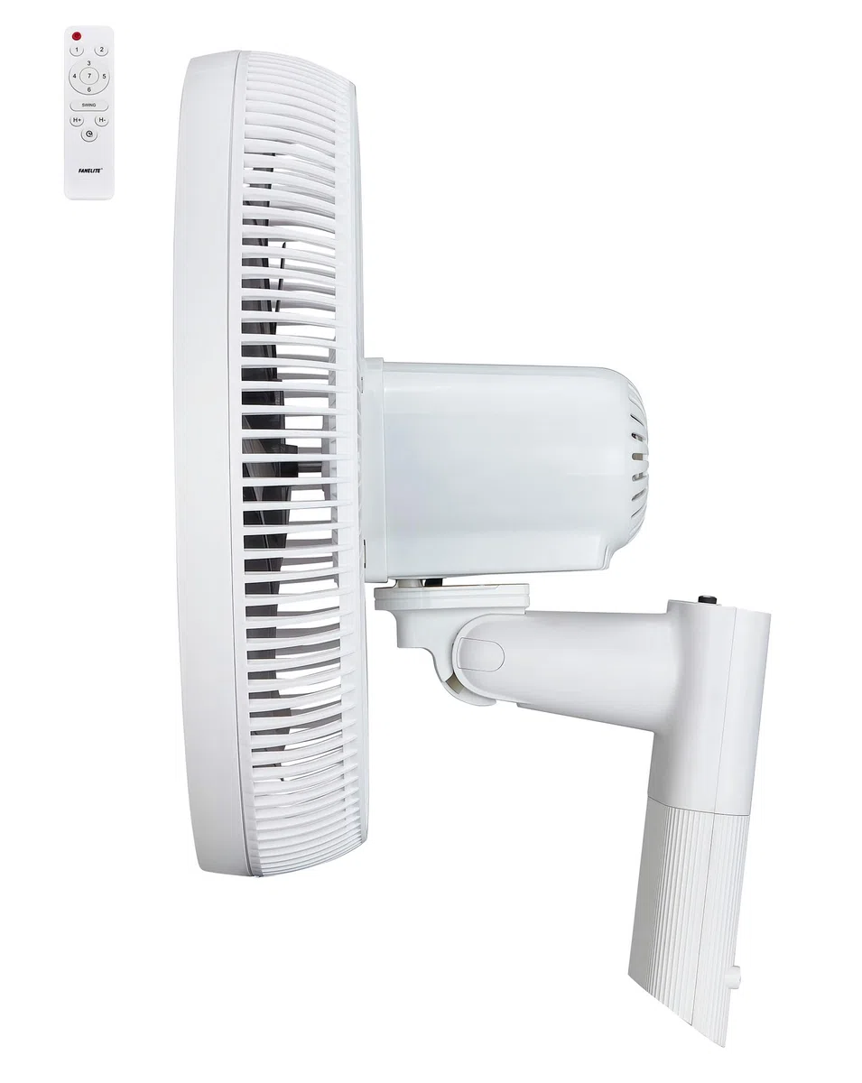 Fanelite - Ventilateur mural FW40-DC - Moteur DC - Diamètre 40 cm - 7 vitesses - Avec télécommande - Minuterie - Grille et hélice plastiques - Oscillant ou fixe - Installation facile - Silencieux