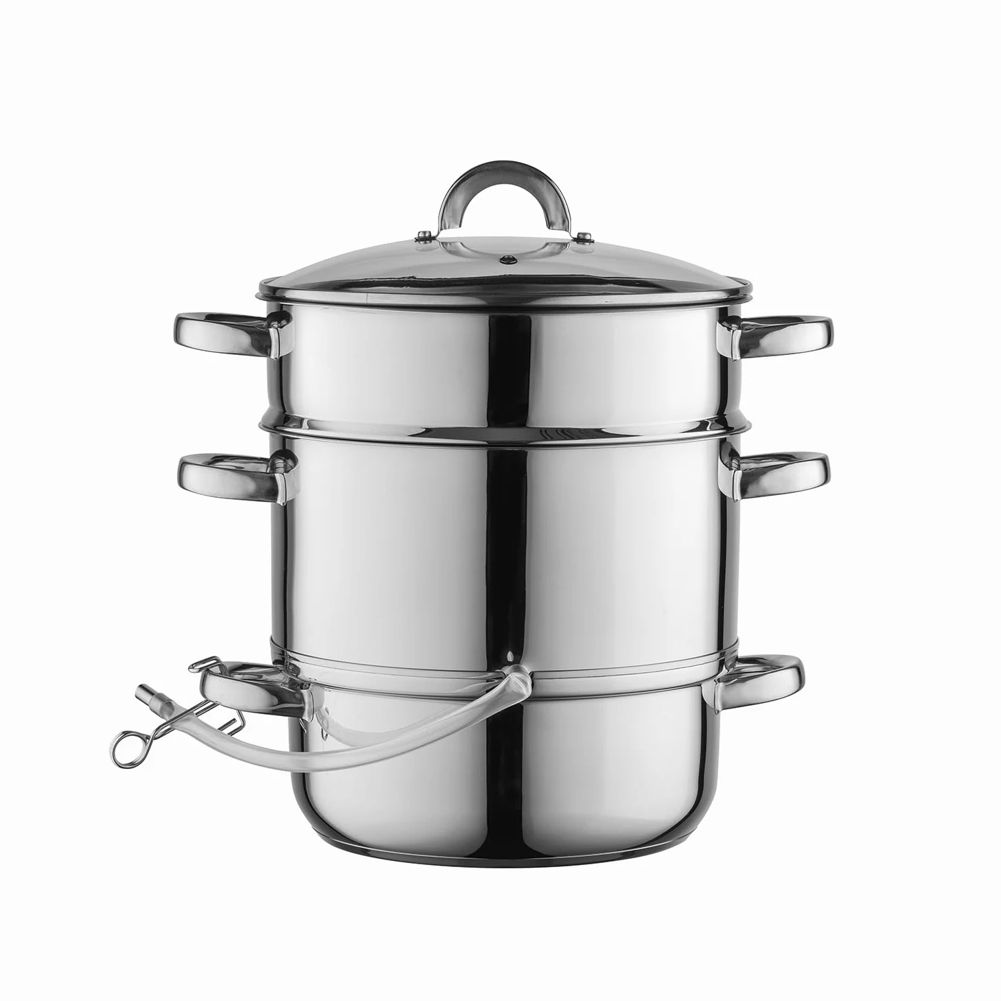 FLORINA Extracteur de Jus à Vapeur (7 l) I Extracteur à Vapeur en Acier Inoxydable FRUIT I Couvercle en Verre I Capacité de 10,5 l I Compatible avec Induction I Idéal pour le Jus de Fruits et Légumes