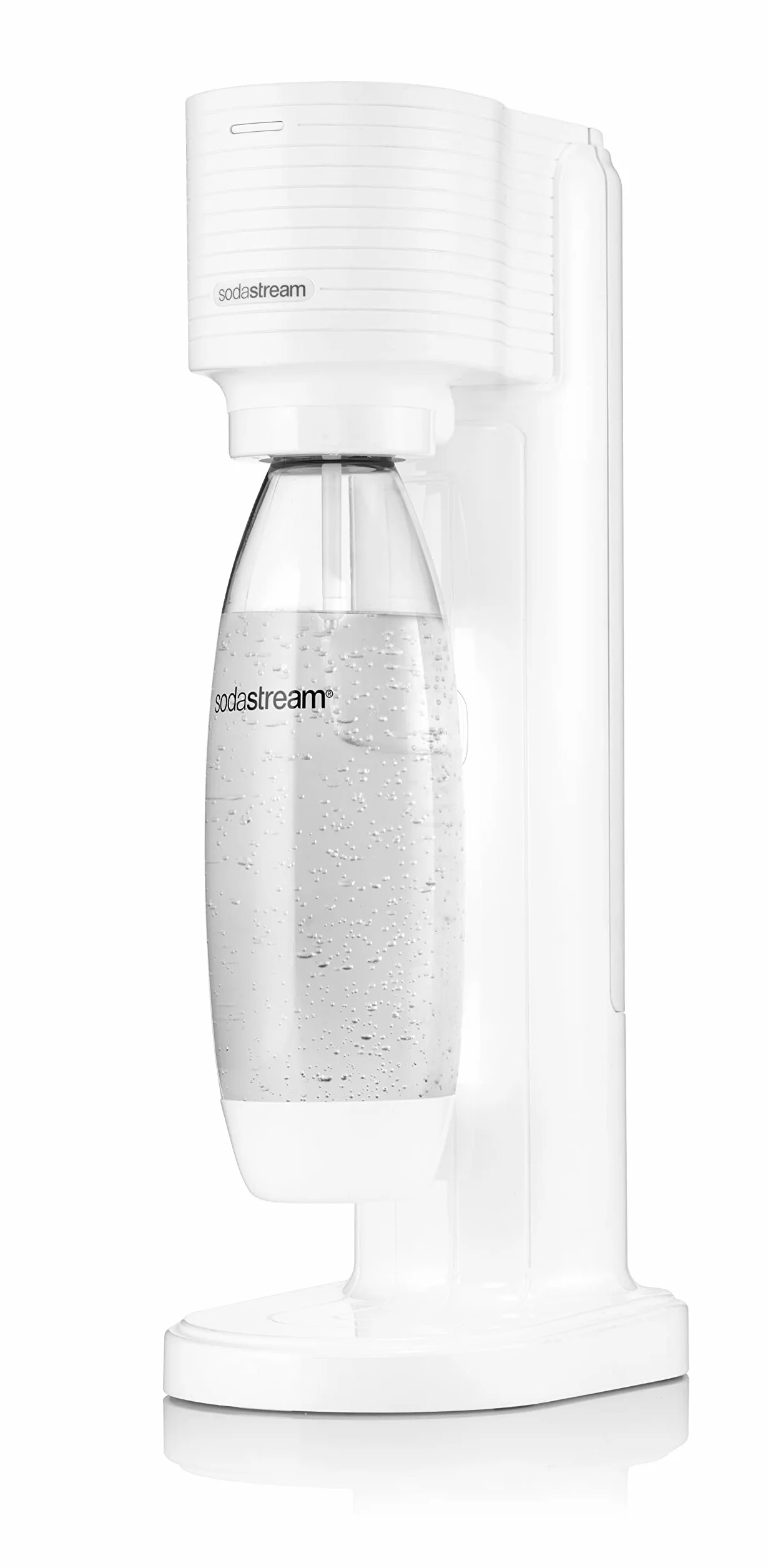 Sodastream Gasatore Gaia blanc idéal pour fabriquer de l'eau gazeuse, comprend une bouteille lavable en machine à laver et un cylindre contenant du Co2