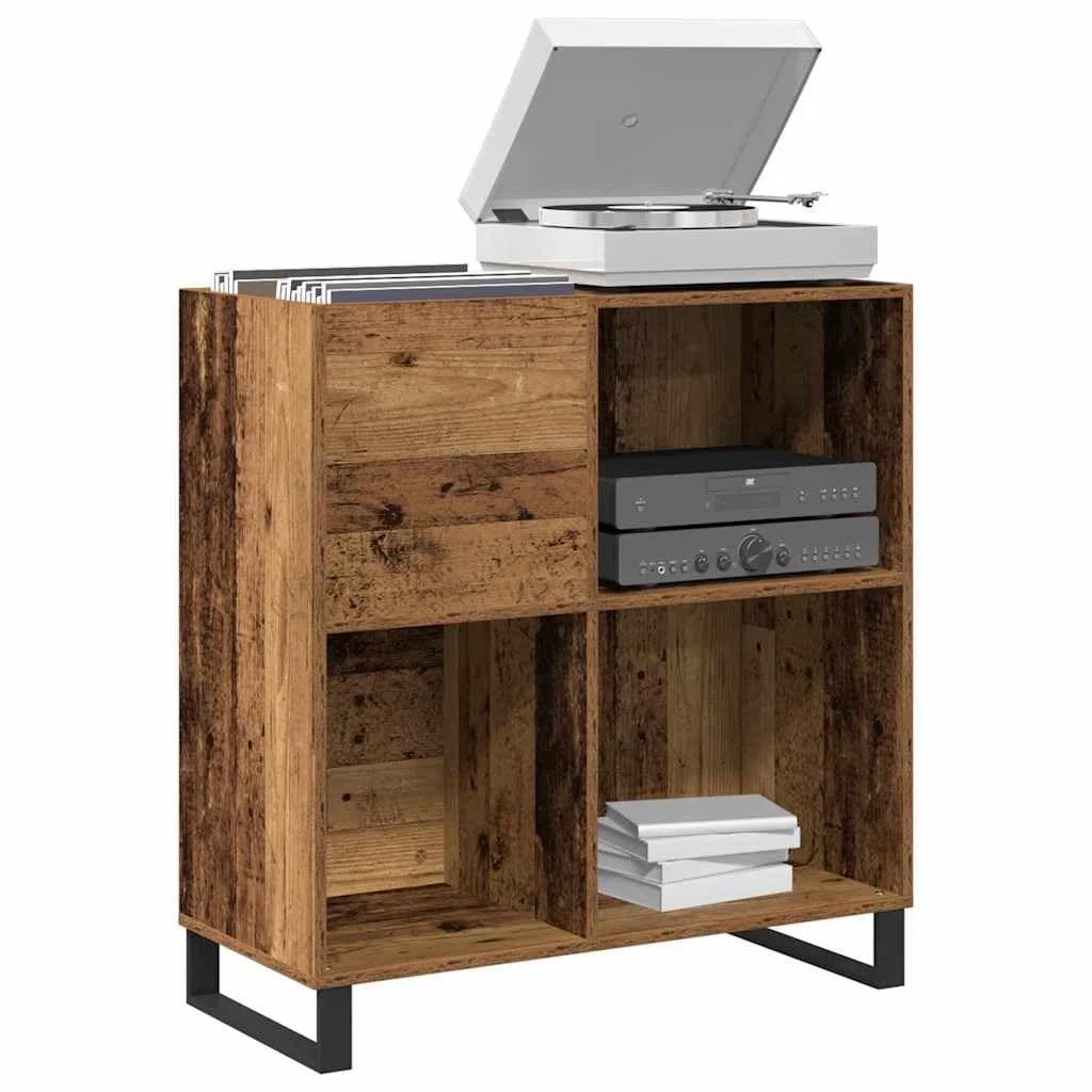 vidaXL Meuble à vinyles avec étagère Bois Ancien 84,5 x 38 x 89 cm, Meuble de Rangement pour Salon, Cabinet rectangulaire Moderne, étagère Robuste, Grand Organiseur pour la Maison
