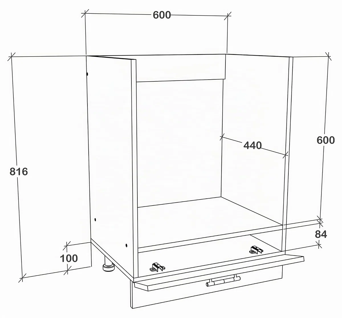 VCM Esilo Armoire de Four encastrée avec Compartiment supplémentaire Blanc Largeur 60 cm
