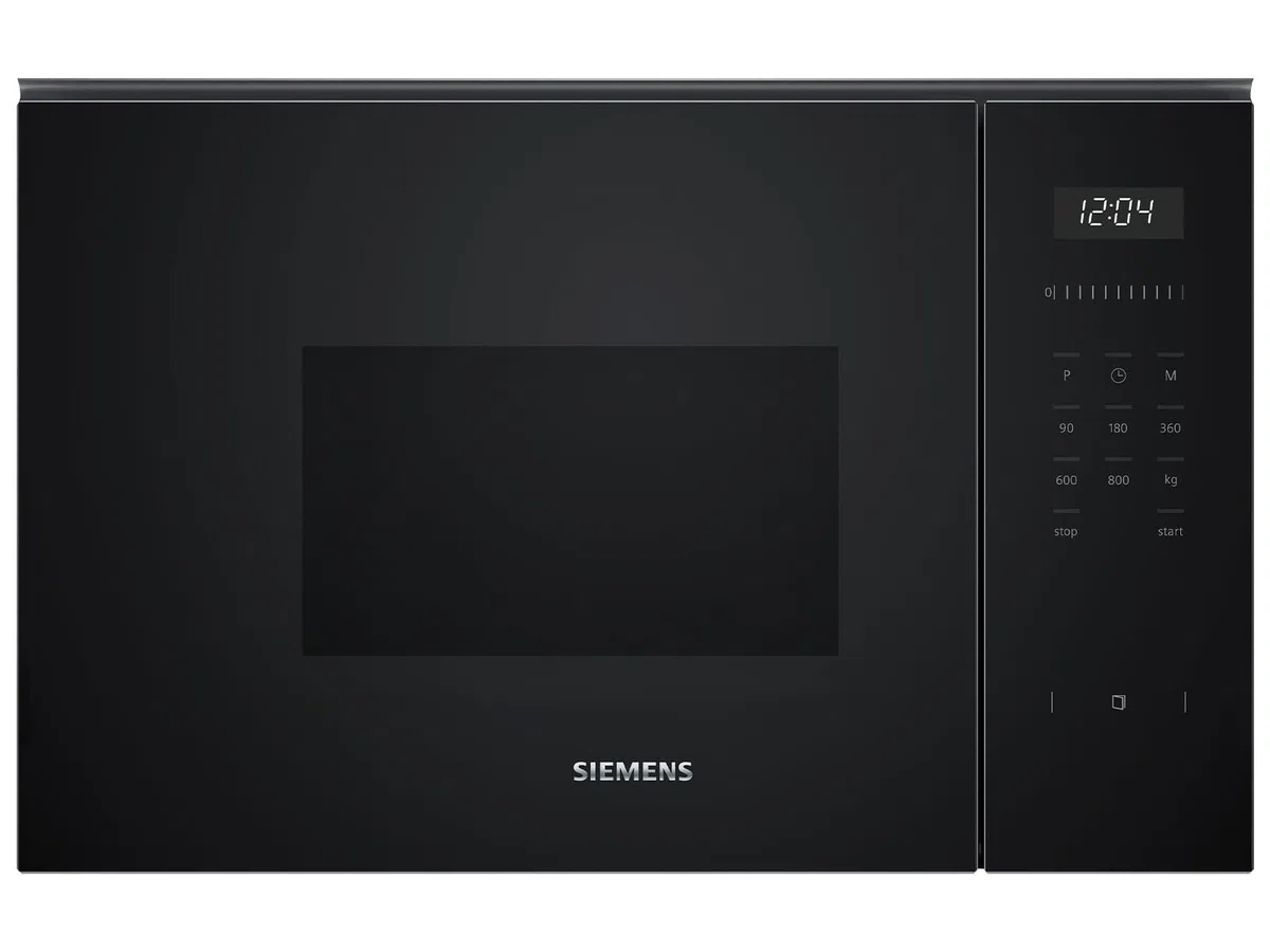 Siemens BF525LMB1 iQ500, Micro-ondes encastrable, 59 x 38 cm, 800W, 20L de capacité, en acier inoxydable, plateau tournant de 25,5 cm, commandes touchControl, aide au nettoyage hydrolytique