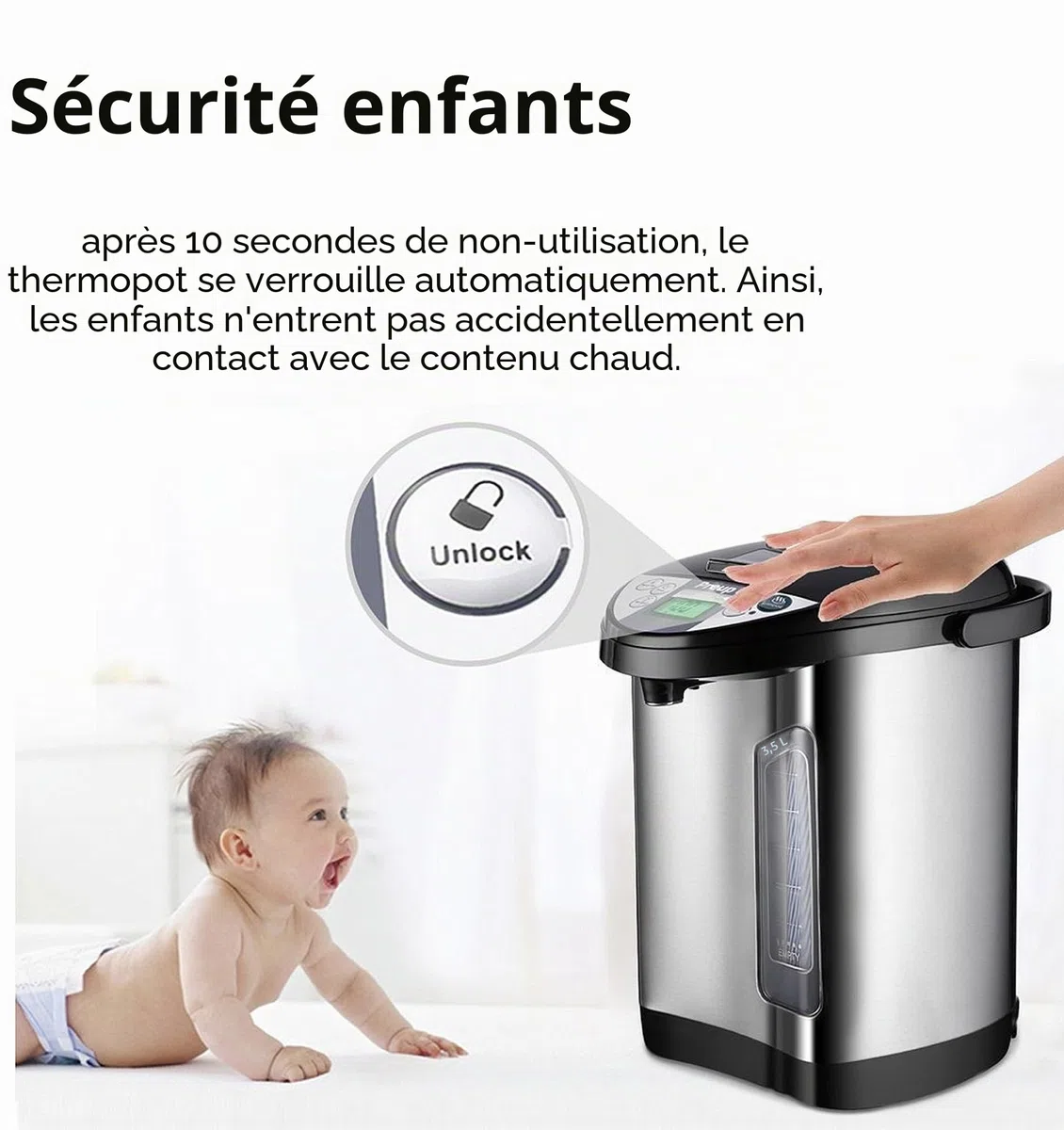 Thermopot 5 L | Distributeur d'Eau Chaude en Acier Inoxydable | Écran LC | Idéal pour le Vin Chaud | Bouilloire à Thé | Bouteille Isotherme
