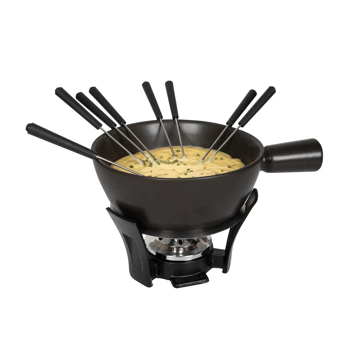 Boska Service à fondue Nero L - Set de repas pour 8 personnes - Convient aux cuisinières à gaz - Lavable au lave-vaisselle - Noir - Contenu 2.2 L
