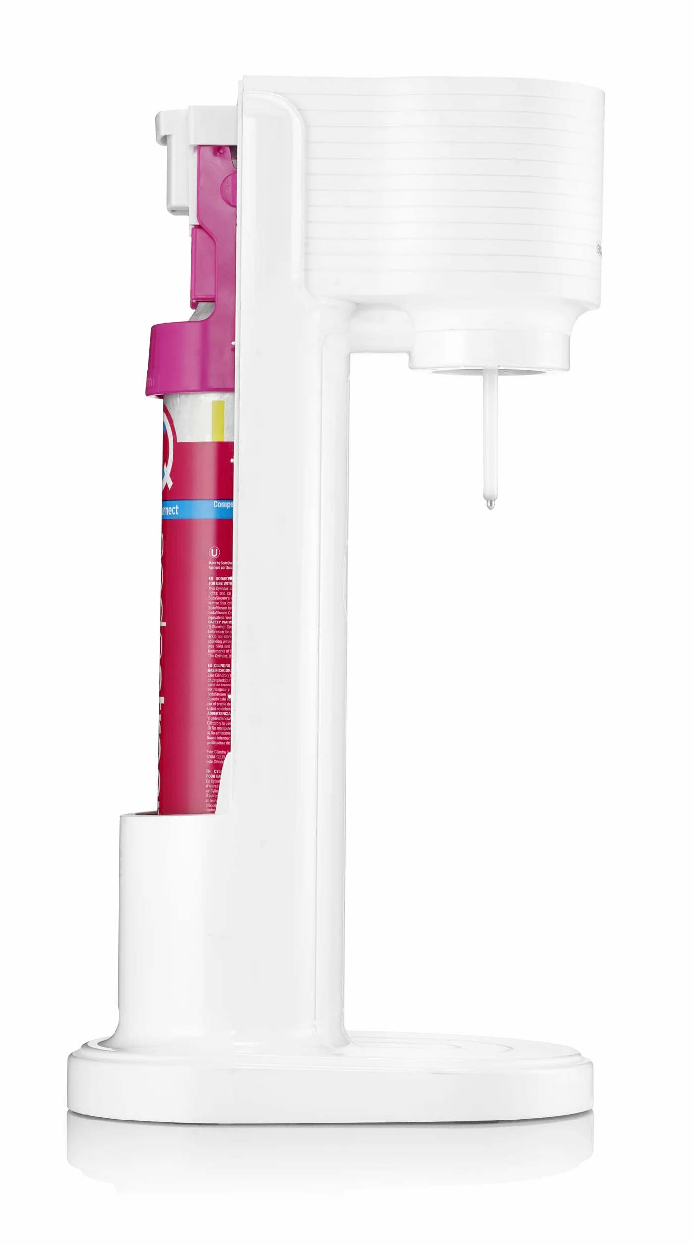 Sodastream Gasatore Gaia blanc idéal pour fabriquer de l'eau gazeuse, comprend une bouteille lavable en machine à laver et un cylindre contenant du Co2