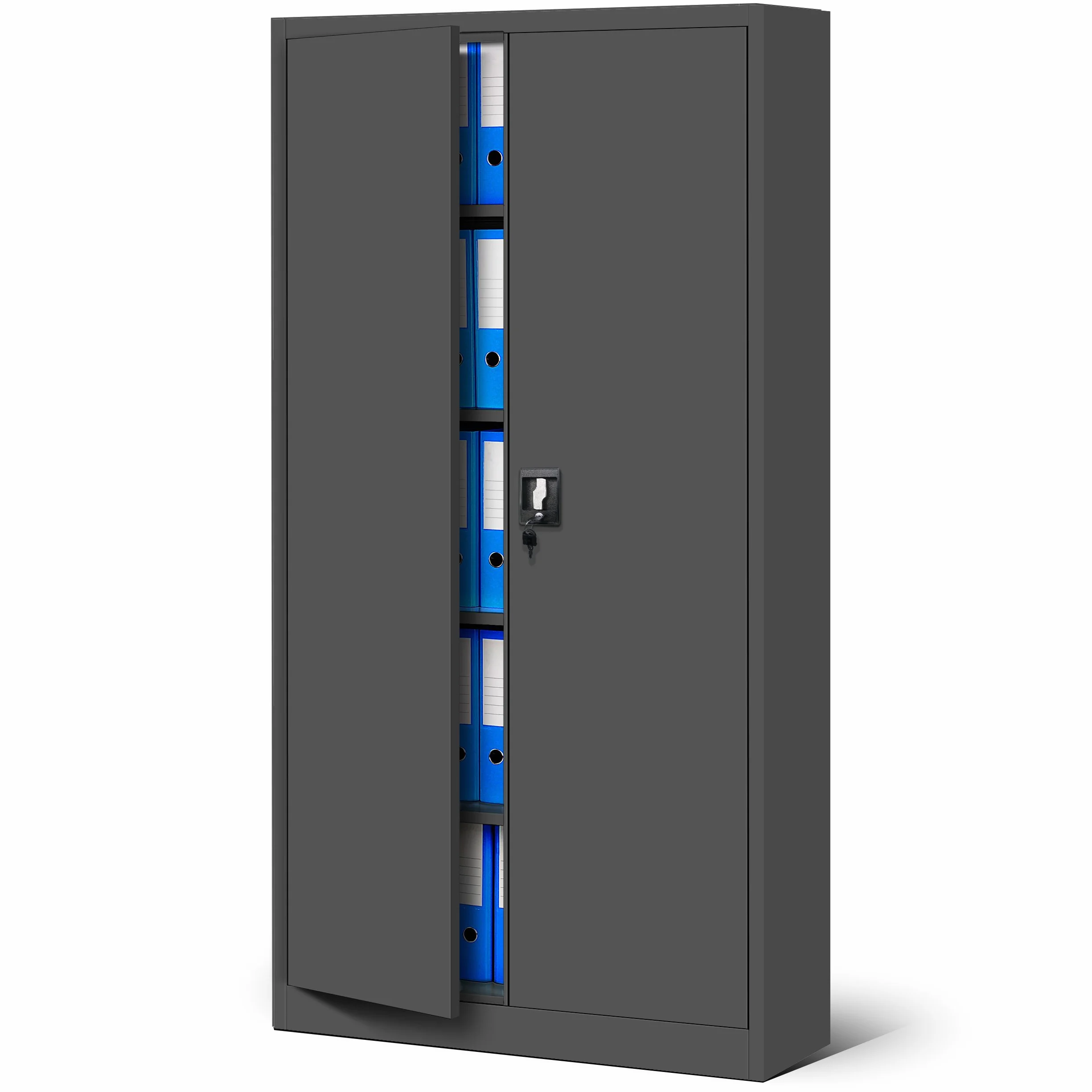 Jan Nowak Armoire de Bureau Métallique 4 étagères tôle d'acier revêtement en Poudre 195 cm x 90 cm x 40 cm (Anthracite)
