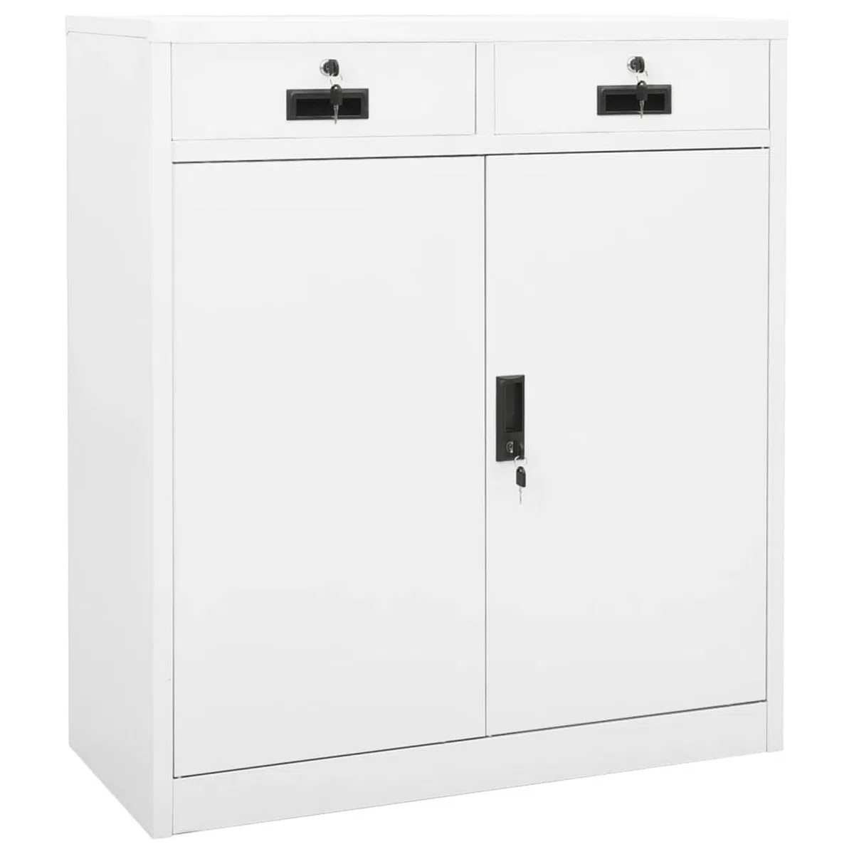 Capwee Meuble de Rangement Bureau avec tiroirs Casier de Rangement Metal Armoire Metallique Armoire avec Serrure pour Bureau Salon Garage-Blanc-90x40x102 cm-2