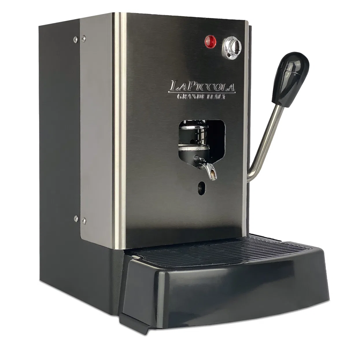 Lucaffé La Piccola Sara Classic, machine à café pour dosettes E.S.E. machine à café à dosettes, acier inoxydable 30,5x21x29 haute qualité, Made in Italy + 300 dosettes 44 mm