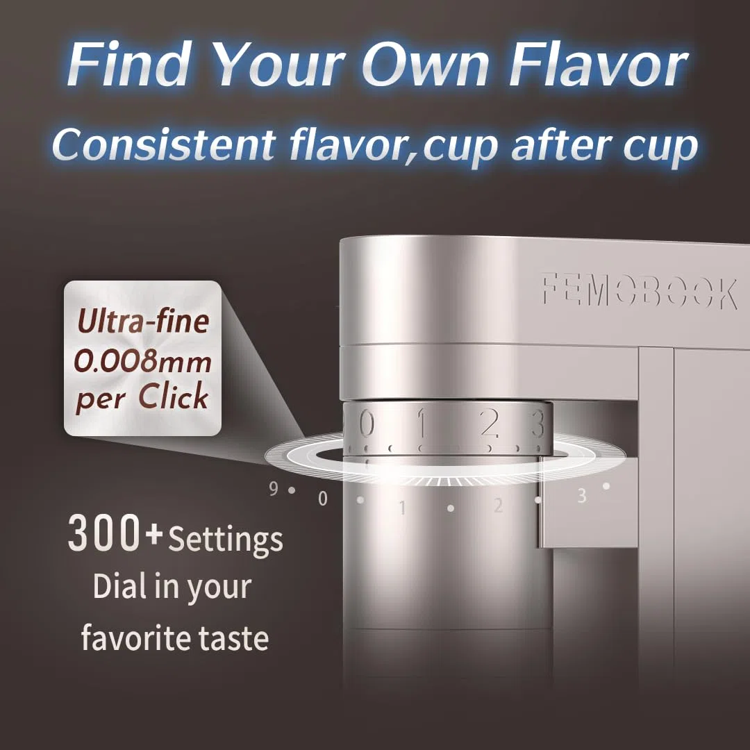 A5 Moulin à café électrique avec broyeur conique, noir | Moulin à café sans fil rechargeable par USB - Moulin à café conique en acier inoxydable de 53 mm - Pour expresso et verseur
