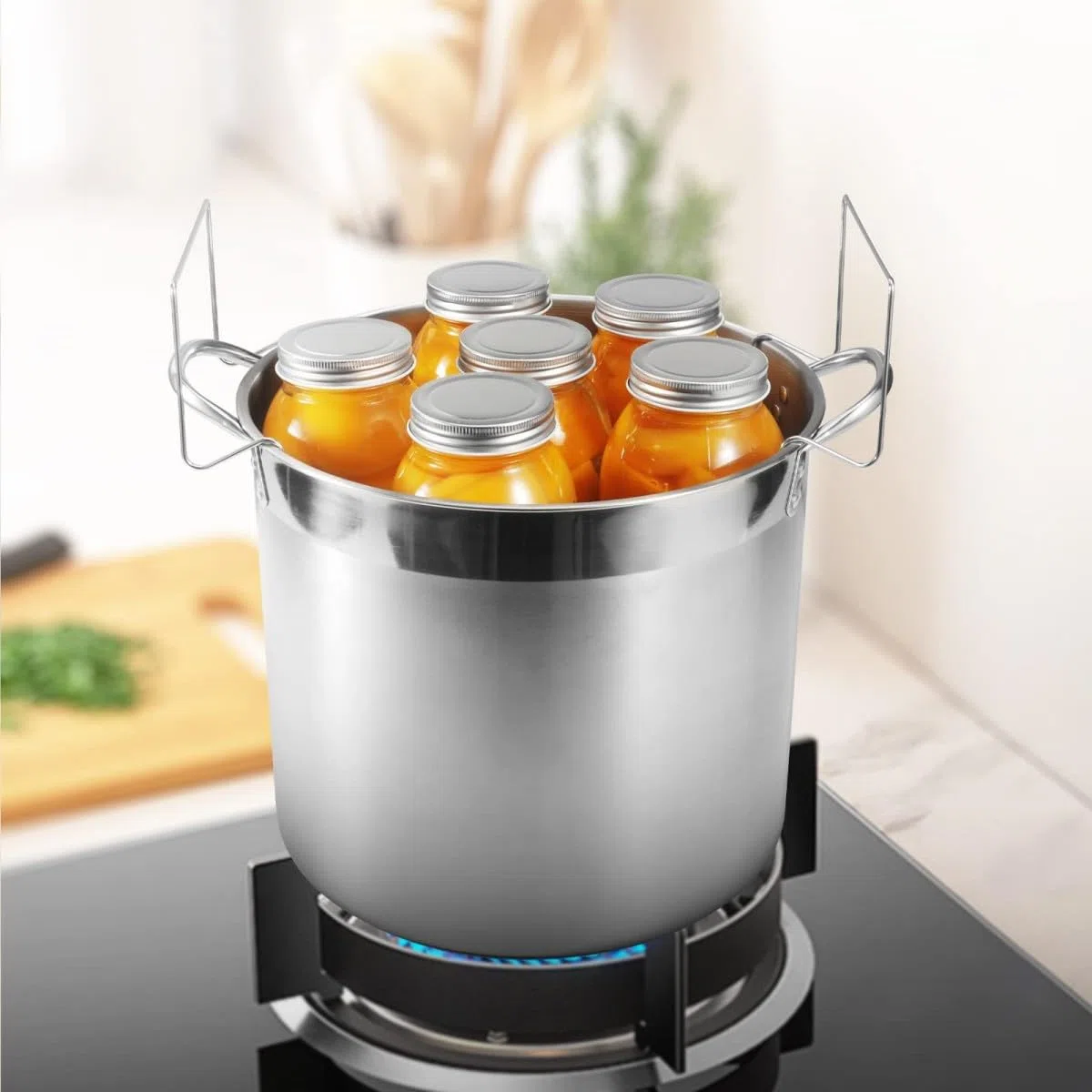 Marmite en acier inoxydable de 20l, kit de démarrage pour débutants avec support, pinces, lève-bocaux. Fonctionne sur toutes les cuisinières, y compris l'induction, le gaz (Bocs non inclus-vert)