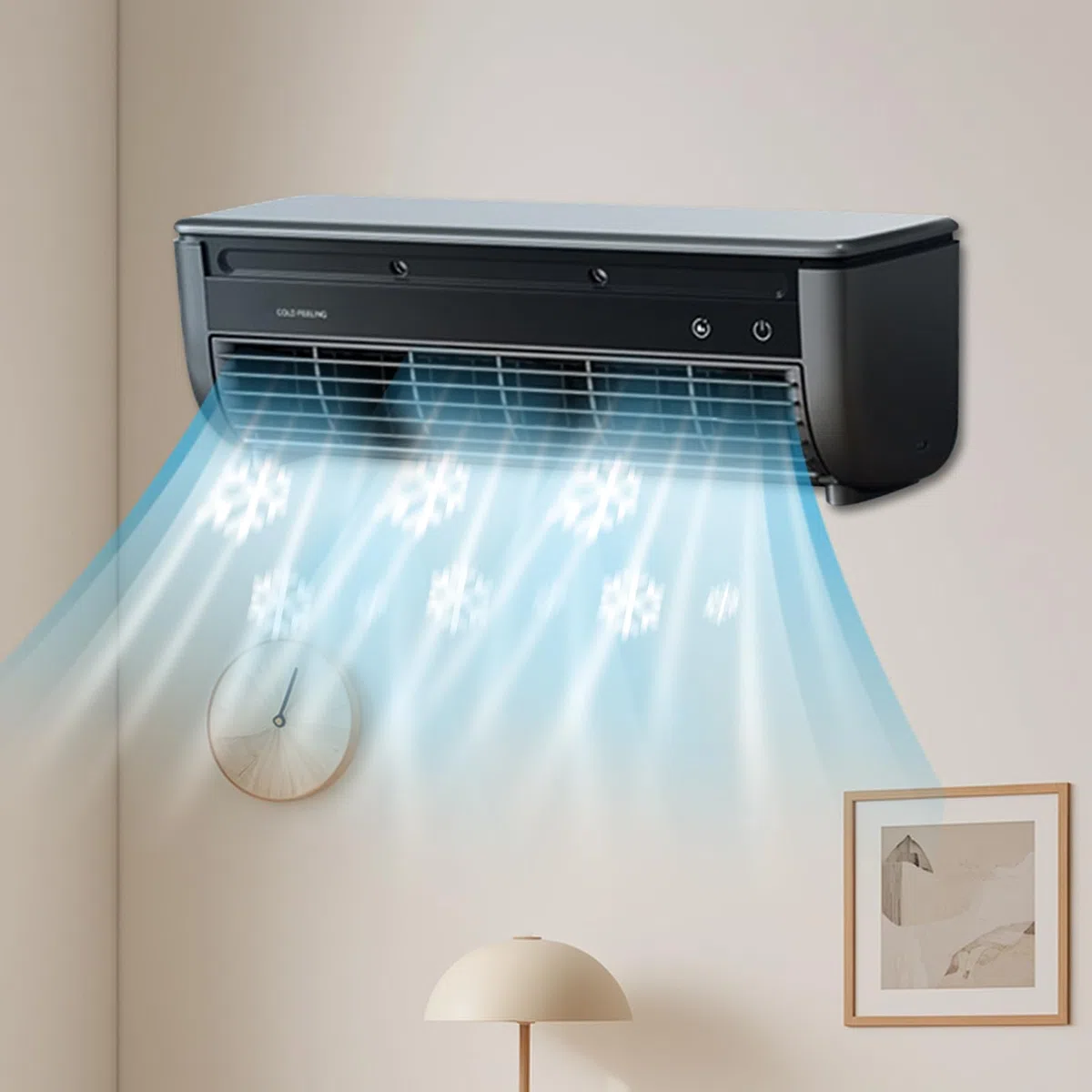 Ventilateur Rafraîchissant Ac Pour Pièce - Ventilateur de Climatisation Murale | Ventilateur Multifonction 3 Vitesses Recharge Sans Fil pour Intérieur Extérieur Maison Bureau Voyage