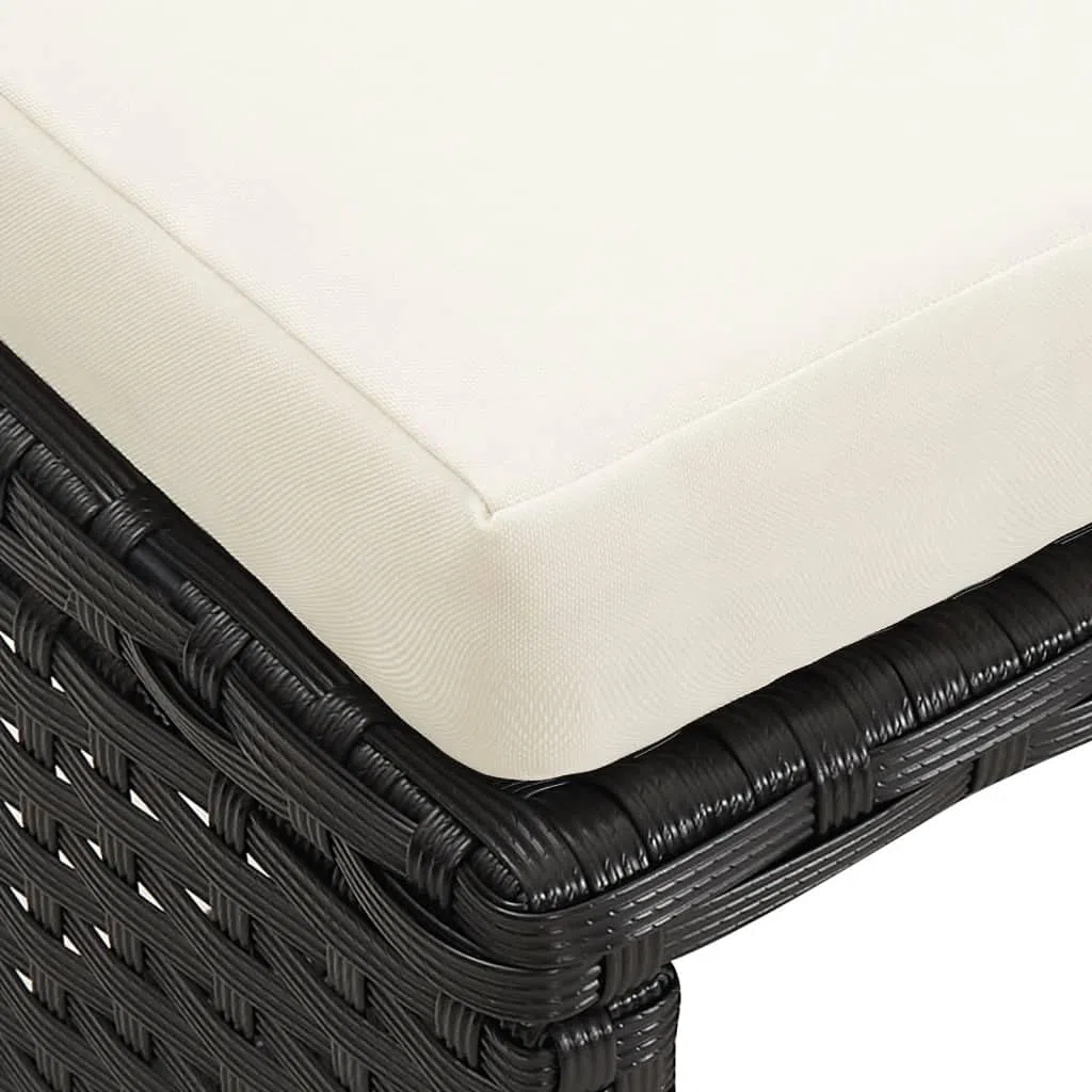 vidaXL 4X Tabourets de Jardin avec Coussins Repose-Pieds de Patio Tabourets de Terrasse Repose-Pieds d'Extérieur Résine Tressée Noir