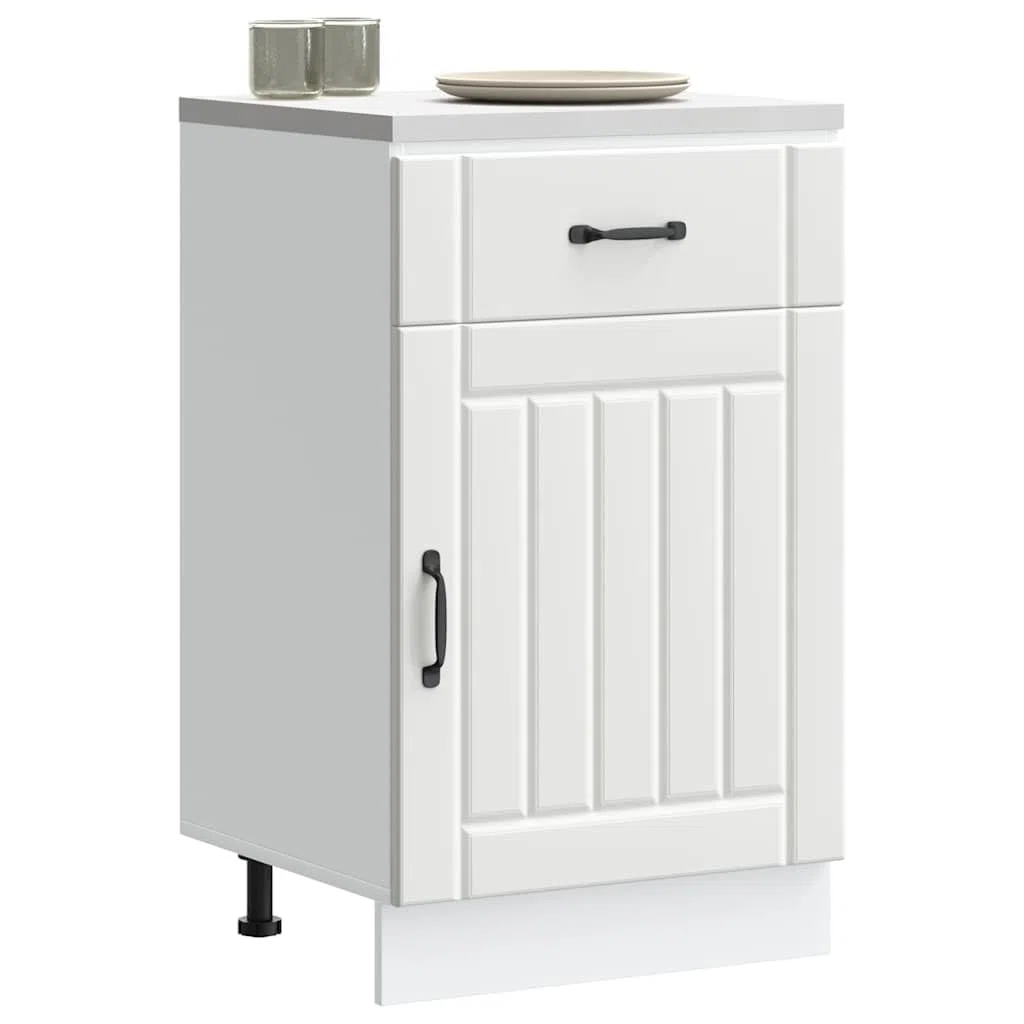 vidaXL Armoire de Cuisine Lucca Blanc Bois d'ingénierie, Meuble d'évier, Meuble de Cuisine avec tiroir, Meuble de Cuisine à tiroir