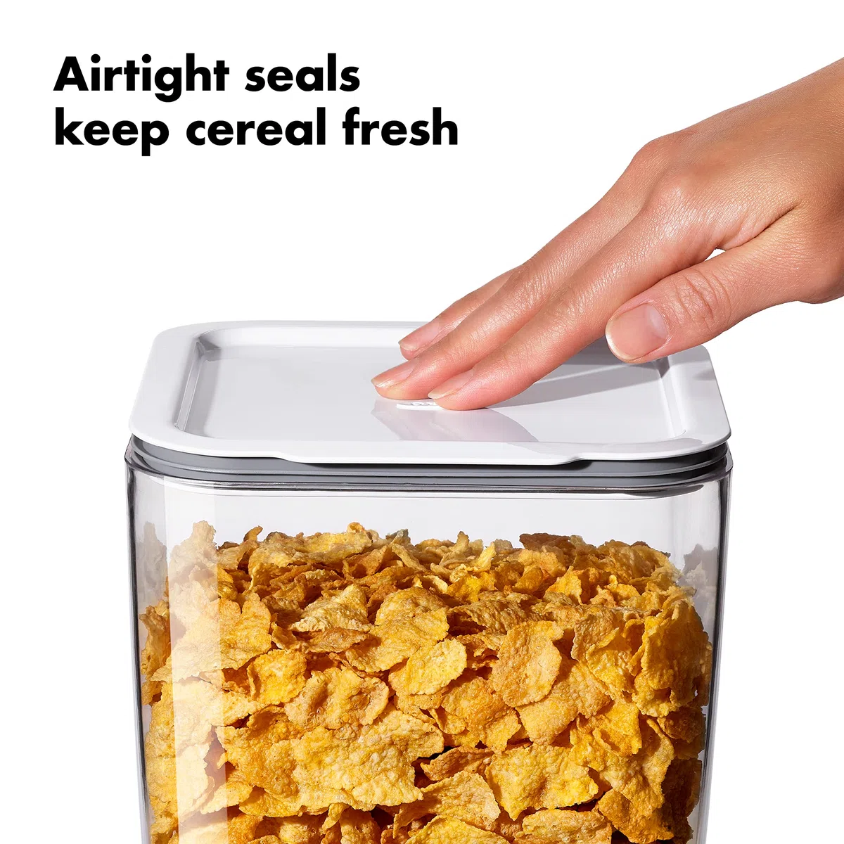 OXO 11125700 Distributeur de céréales pour comptoir, plastique, silicone, transparent/blanc