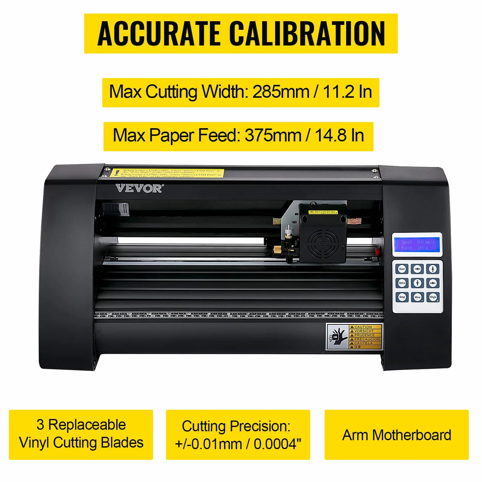 VEVOR Plotter de Découpe Vinyle 375 mm, Traceur de Coupe Avec Logiciel Signmaster, Compatible Windows, 3 Lames, Écran LCD Pour Tracer