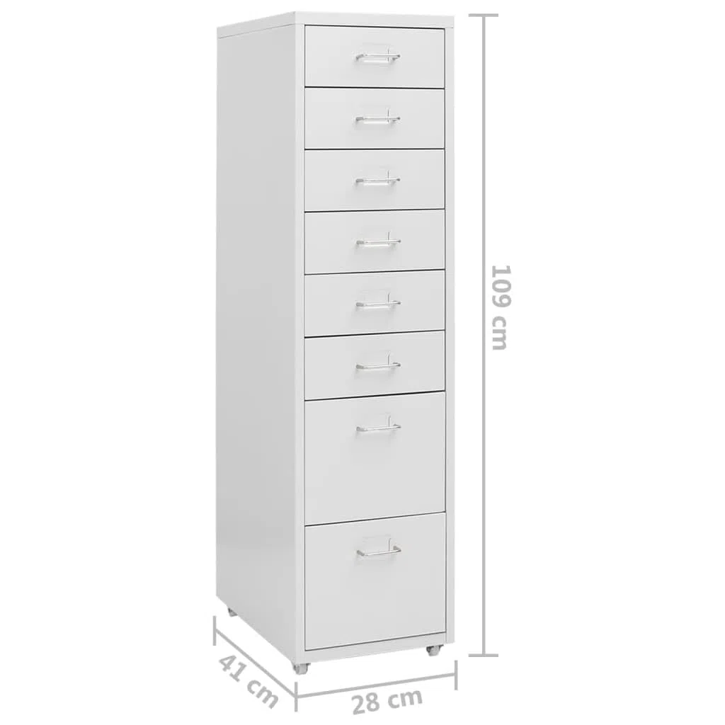 vidaXL Classeur Mobile Armoire à Dossiers Armoire de Classement Stockage de Fichiers Meuble de Classement Bureau Gris 28x41x109 cm Métal