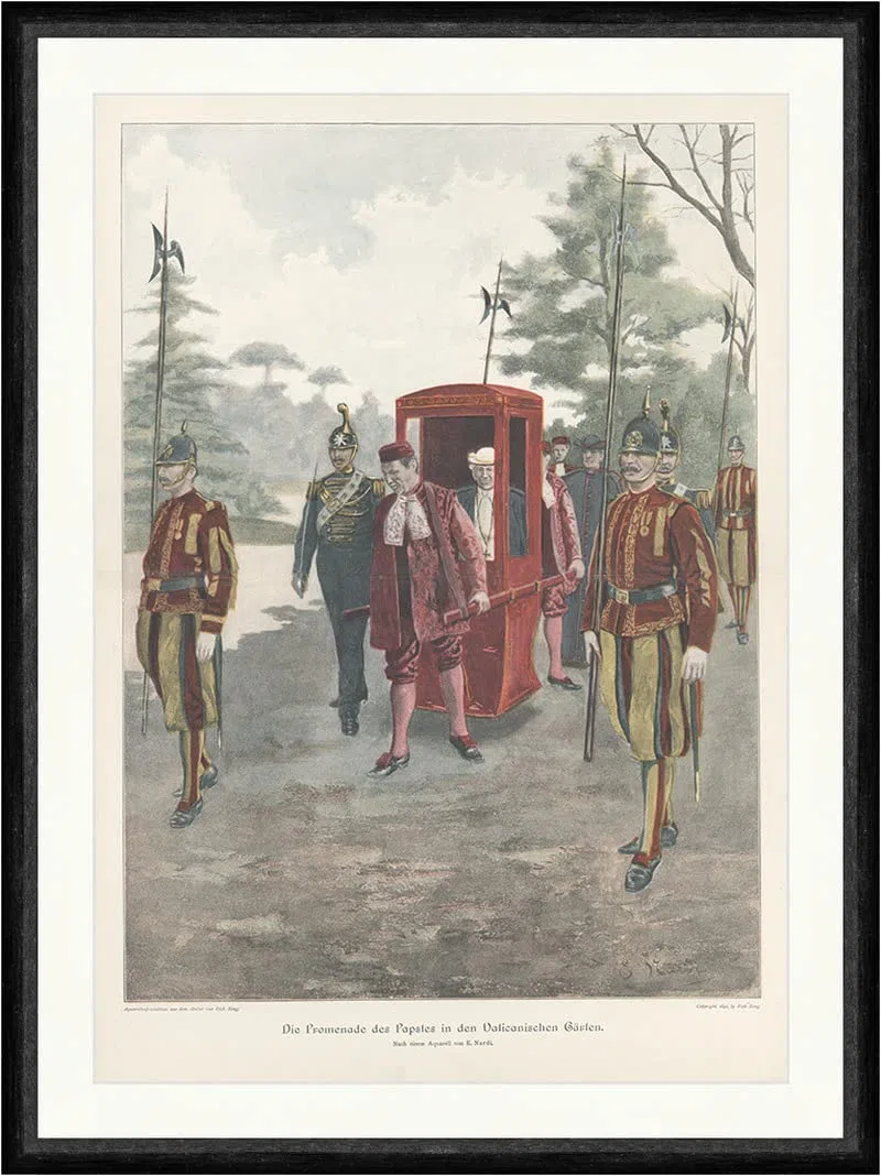 Biller Antik Promenade du Pape, Vatican Nardi Garde suisse colorée Facsimile_C 1313