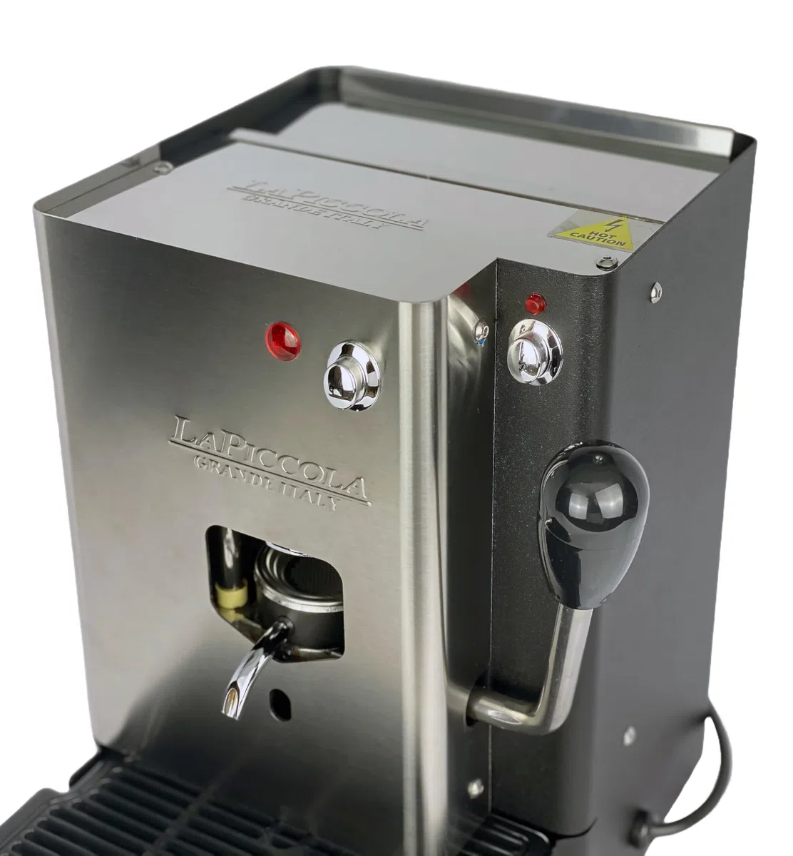 Lucaffé La Piccola Sara Classic, machine à café pour dosettes E.S.E. machine à café à dosettes, acier inoxydable 30,5x21x29 haute qualité, Made in Italy + 300 dosettes 44 mm