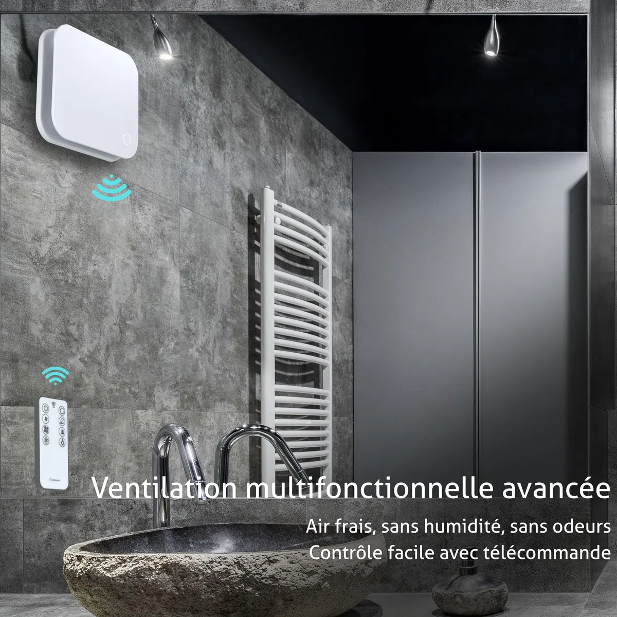 Turbionaire Trend Plus 100 mm Ventilateur, Extracteur de Salle de Bain, Télécommande, 7 Vitesses + Boost, Minuteur, 22dB, Max. 5.7 W, Multifonction, Garantie 3 Ans, Contre l'Humidité et la Moisissure