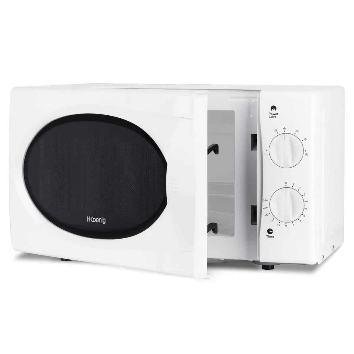 H.Koenig VIO6 Micro-ondes Compact 20L Blanc, Puissant 700W, Plateau tournant 24,5cm, Multifonction 5 niveaux de chauffe et fonction décongélation, Minuterie jusqu'à 30min, Rapide, Plan de travail