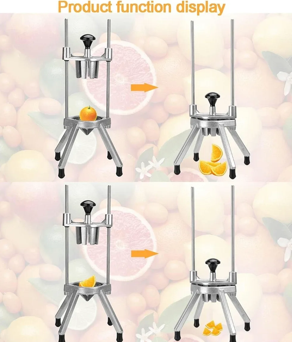 Coupe-citron commercial, coupe-citron avec deux 6 ou 8 quartiers, coupe-citron en acier inoxydable, coupe-fruits, coupe-citron, coupe-citron for fruits et légumes(8-Section)