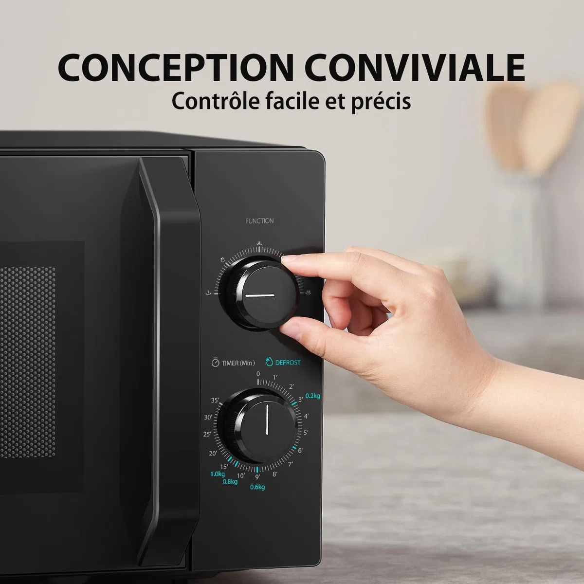 Toshiba Four Micro-ondes Posable 20L MW2-MM20P(BK),700W, 5 Niveaux de Puissance, avec Décongélation Facile, éclairage LED à l'intérieur, Noir