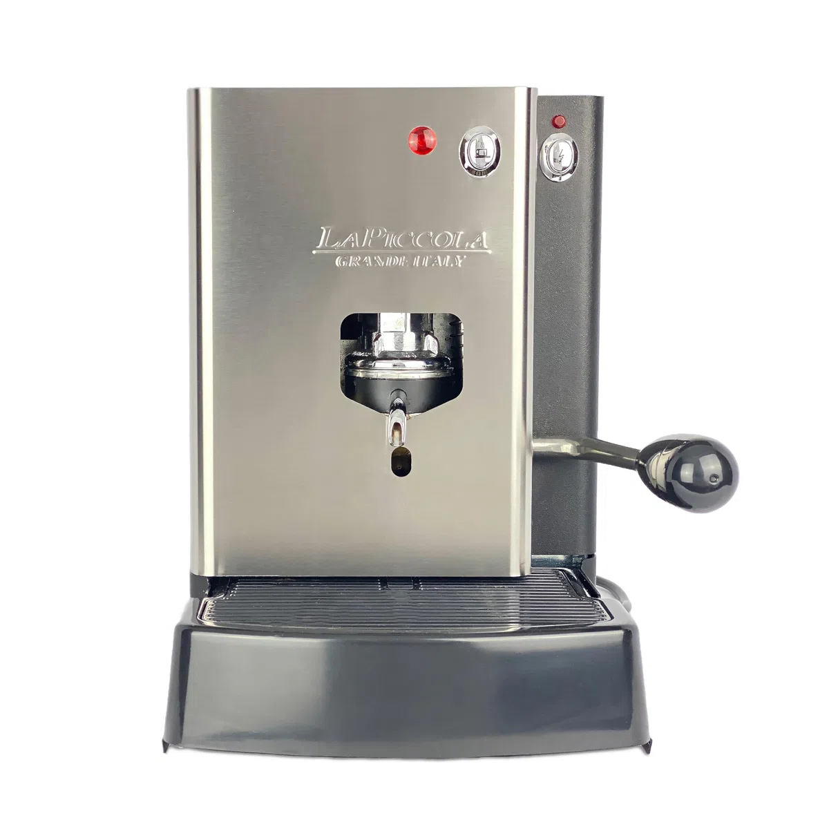 Lucaffé La Piccola Sara Classic, machine à café pour dosettes E.S.E. machine à café à dosettes, acier inoxydable 30,5x21x29 haute qualité, Made in Italy + 300 dosettes 44 mm