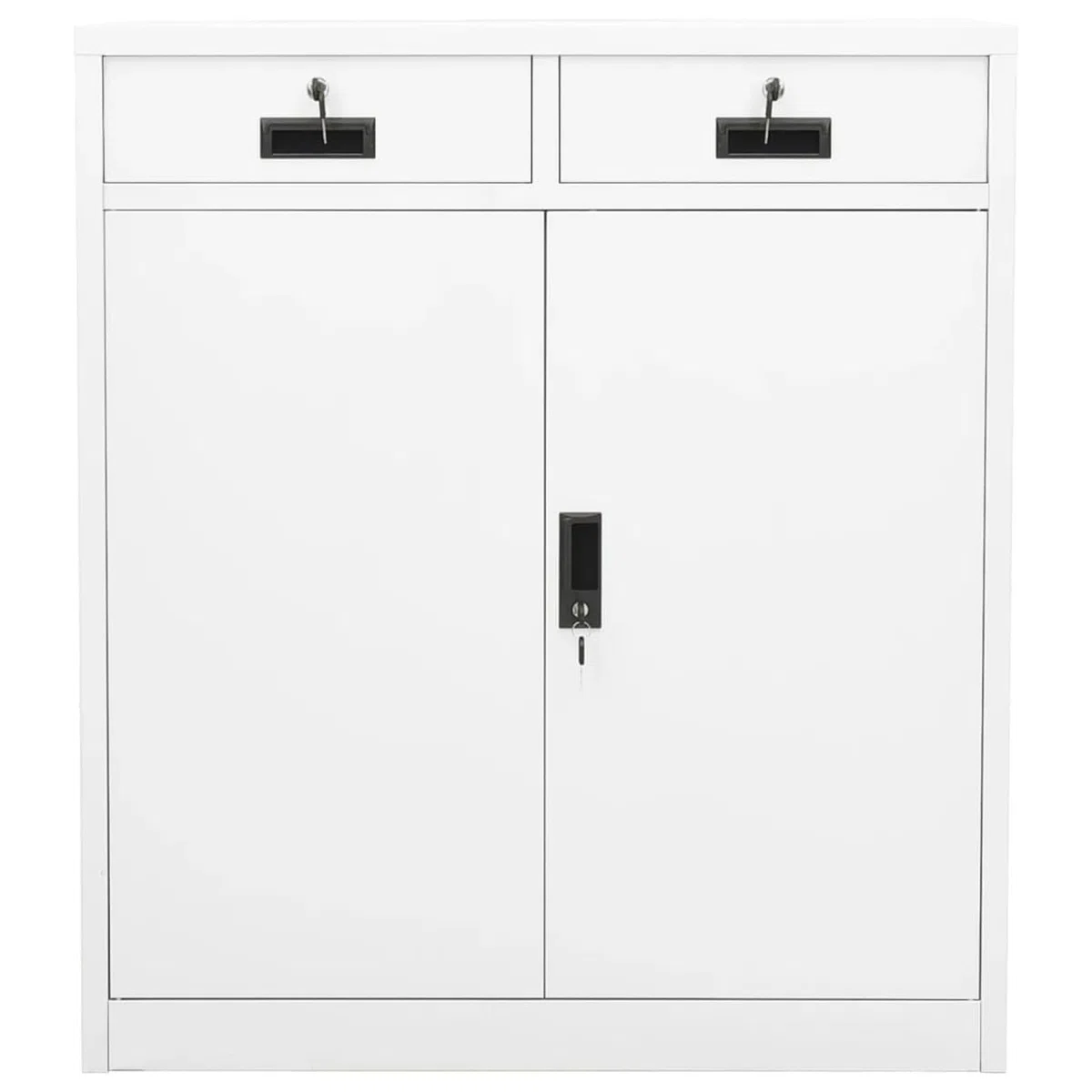 Capwee Meuble de Rangement Bureau avec tiroirs Casier de Rangement Metal Armoire Metallique Armoire avec Serrure pour Bureau Salon Garage-Blanc-90x40x102 cm-2